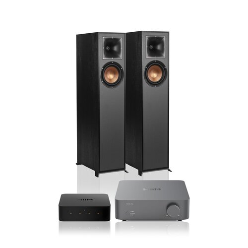 Wzmacniacz WIIM Vibelink Amp Ciemnoszary + Odtwarzacz sieciowy WIIM Pro Plus + Kolumna głośnikowa KLIPSCH R-610F Czarny (2 szt.)