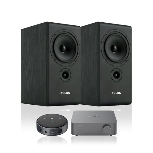 Wzmacniacz WIIM Vibelink Amp Ciemnoszary + Odtwarzacz sieciowy ARYLIC WiiM Mini Czarny + Kolumny głośnikowe PYLON AUDIO Opal Monitor Czarny jesion (2 szt.)