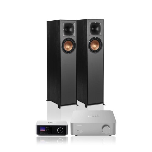 Wzmacniacz WIIM Vibelink Amp Srebrny + Streamer odtwarzacz sieciowy WIIM Ultra Srebrny + Kolumna głośnikowa KLIPSCH R-610F Czarny (2 szt.)