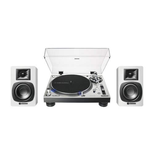 Zestaw Stereo Gramofon Audio-Technica A-T LP140XP + Aktywne Kolumny Podstawkowe Audii-Technica A-T SP3 X SR+CZ