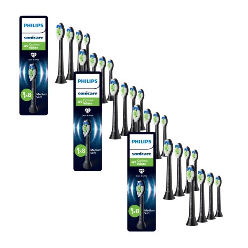 Oryginalne końcówki PHILIPS Sonicare W2 HX6068/88 Średnio miękkie włókna (24 szt.) (Wybielająca)