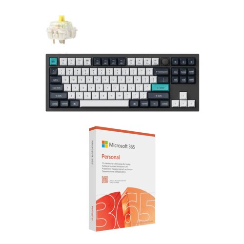 Klawiatura KEYCHRON Q3 Max Wireless Switch Gateron Jupiter Red Czarno-biało-niebieski + Program MICROSOFT 365 Personal