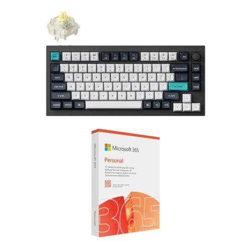 Klawiatura KEYCHRON Q1 Max Wireless Switch Gateron Jupiter Banana Czarno-biało-niebieski + Program MICROSOFT 365 Personal