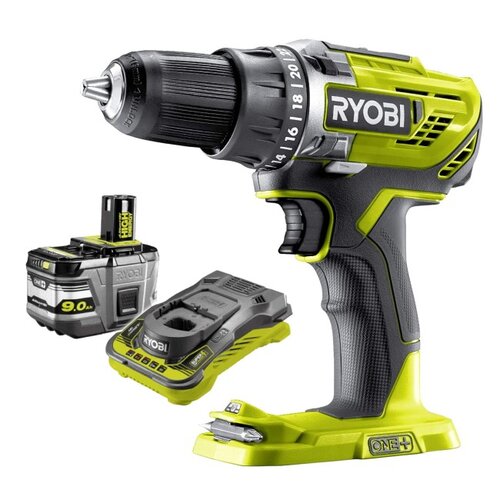 Wiertarko-wkrętarka RYOBI ONE+ R18DD3-0 + Akumulator RYOBI RC18150-190 9.0Ah 18V + Ładowarka