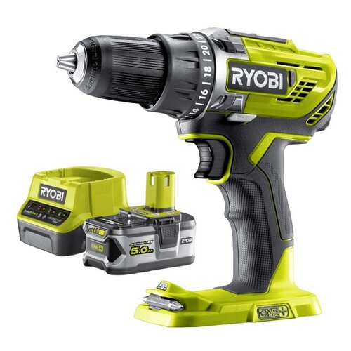 Wiertarko-wkrętarka RYOBI ONE+ R18DD3-0 + Akumulator RYOBI RC18120-150 5Ah 18V + Ładowarka