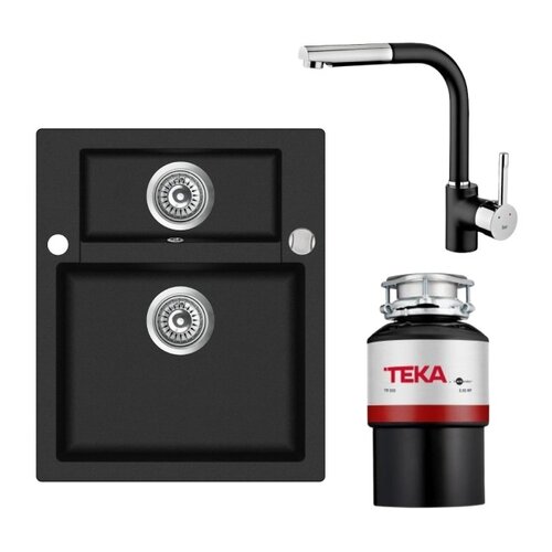 Zlewozmywak TEKA Clivo 60 S-TQ 40148030 Metalic onyx + Bateria TEKA ARK 938 TG Carbon + Młynek do rozdrabniania odpadów TEKA TR 550