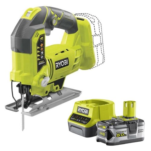 Wyrzynarka RYOBI R18JS-120S ONE+ + Akumulator RYOBI RC18120-150 5Ah 18V + Ładowarka