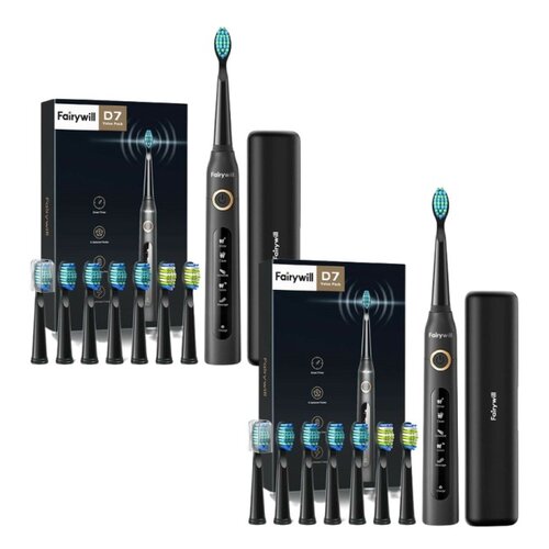Szczoteczka soniczna FAIRYWILLl FW-507 Plus Czarny (2 sztuki)