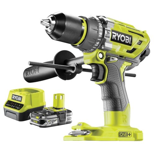 Wiertarko-wkrętarka RYOBI R18PD7-0 + Akumulator RYOBI RC18120-125 2.5Ah 18V + Ładowarka