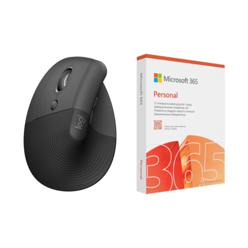 Mysz LOGITECH Lift Left Grafitowy + Program MICROSOFT 365 Personal