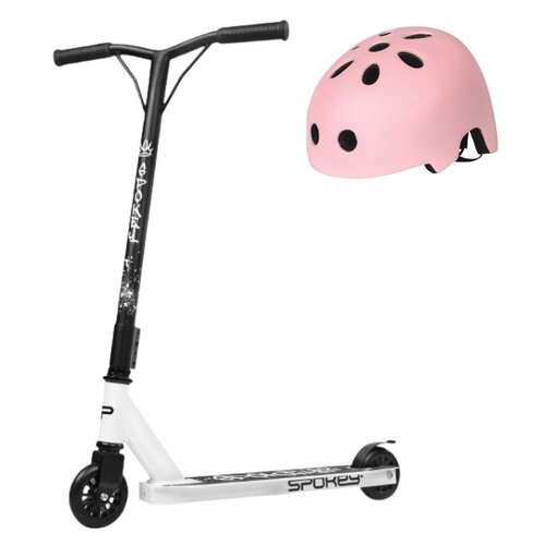 Hulajnoga wyczynowa SPOKEY Revert Basic Czarno-biały + Kask VÖGEL VKA-941PK Różowy 52-56 cm (rozmiar S/M)