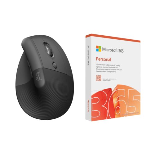 Mysz LOGITECH Lift Grafitowy + Program MICROSOFT 365 Personal
