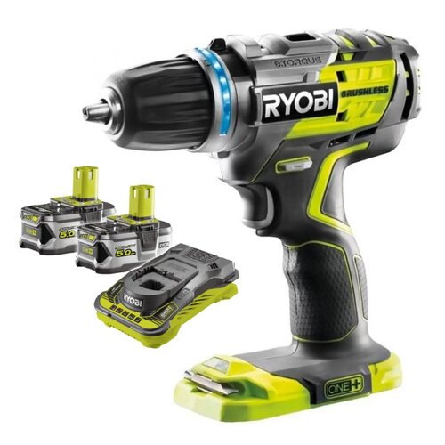 Wiertarko-wkrętarka RYOBI R18DDBL-0 + Akumulator RYOBI RC18150-250 5Ah 18V + Ładowarka
