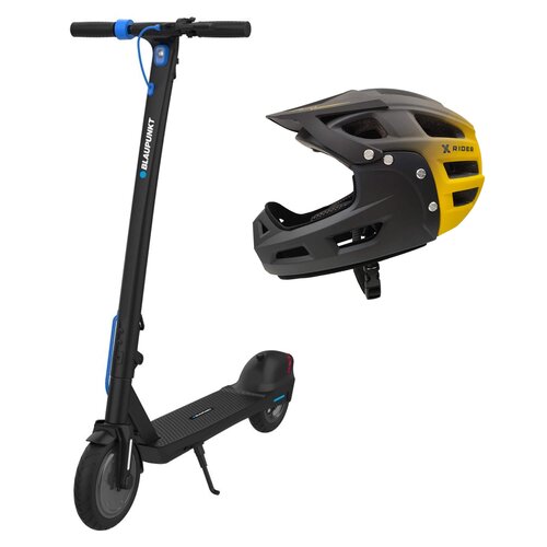 Hulajnoga elektryczna BLAUPUNKT ESC608 20km 250W 8.5" Czarny + Kask rowerowy XRIDER XR00KFH01 Czarno-żółty MTB (rozmiar S)