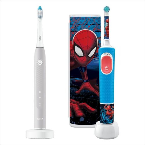 Szczoteczka soniczna ORAL-B Pulsonic Slim Clean 2000 Szary + Szczoteczka rotacyjna ORAL-B Kids Pro Spiderman + Etui