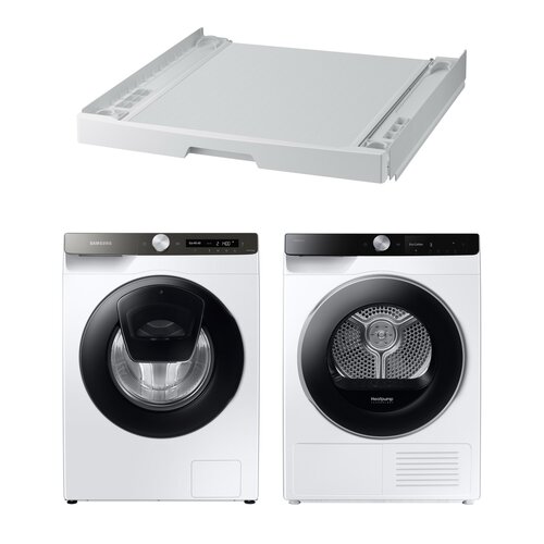 Pralka SAMSUNG WW80T554DAT AI Control AddWash 8kg 1400 obr + Suszarka SAMSUNG AI DV90DG6845LKU4 z pompą ciepła + Łącznik SAMSUNG SKK-UDW