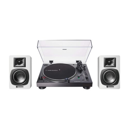 Zestaw Stereo Gramofon Audio-Technica A-T LP120XBT-USB + Aktywne Kolumny Podstawkowe Audio-Technica A-T SP3 X CZ+BIAŁY