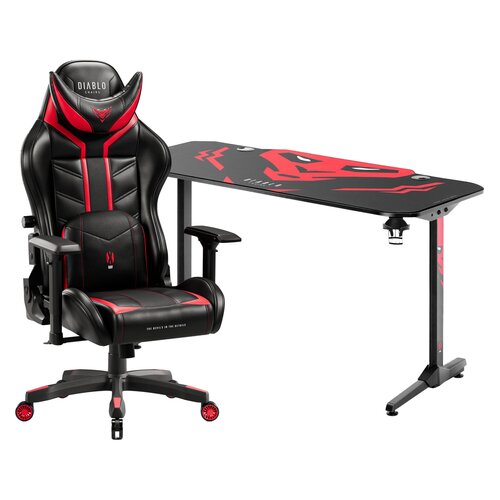 Biurko DIABLO CHAIRS X-MATE 1400 + Fotel DIABLO CHAIRS X-Ray (L) Czarno-czerwony