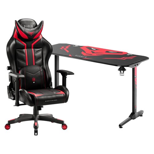 Biurko DIABLO CHAIRS X-MATE 1400 + Fotel DIABLO CHAIRS X-Ray (XL) Czarno-czerwony