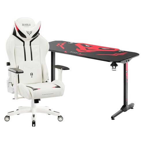 Biurko DIABLO CHAIRS X-MATE 1400 + Fotel DIABLO CHAIRS X-Ray (L) Biało-czarny