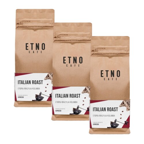 Kawa ziarnista ETNO CAFE Italian Roast Arabica 3 x 1 kg