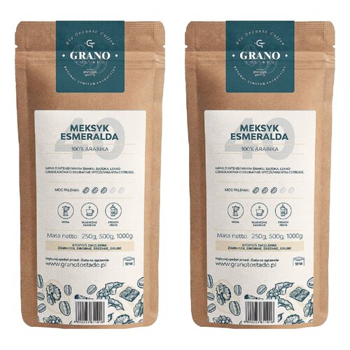 Kawa ziarnista GRANO TOSTADO Meksyk Esmeralda Arabica 2 x 1 kg