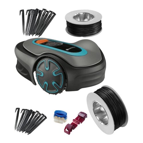 Robot koszący GARDENA Sileno Minimo 250 15201-32 + Przewód ograniczający GARDENA 4058-60 + Łączniki zaciskowe GARDENA 4089-20 + Szpilki zabezpieczające GARDENA 4090