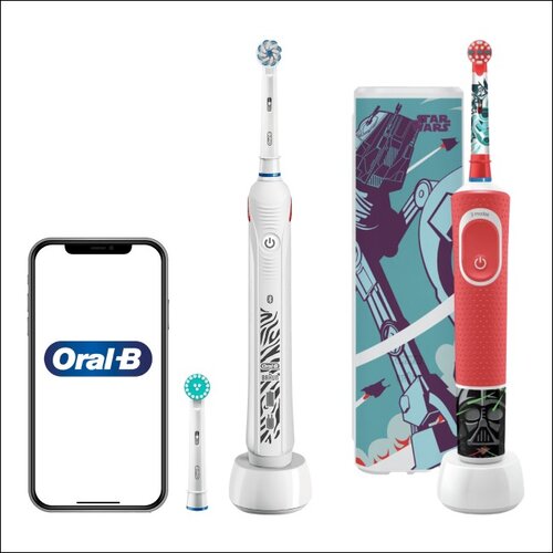 Szczoteczka rotacyjna ORAL-B D16 Teen White + Szczoteczka rotacyjna ORAL-B D100 Kids Star Wars