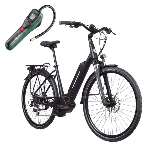 Rower elektryczny MBM E808 Titania D19 28 cali Czarny + Pompka rowerowa BOSCH EasyPump 0603947000