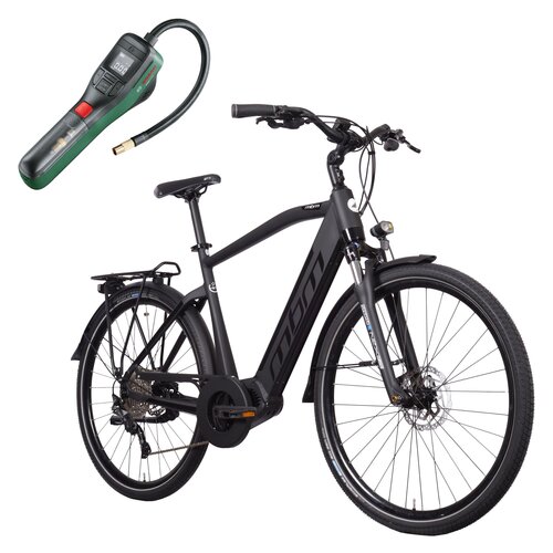 Rower elektryczny MBM E809 Erebus M21 28 cali Czarny + Pompka rowerowa BOSCH EasyPump 0603947000