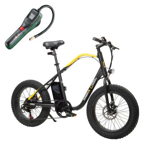 Rower elektryczny BOTTARI Cruiser FAT Nilox J3 NG M19 20 cali Czarno-żółty + Pompka rowerowa BOSCH EasyPump 0603947000