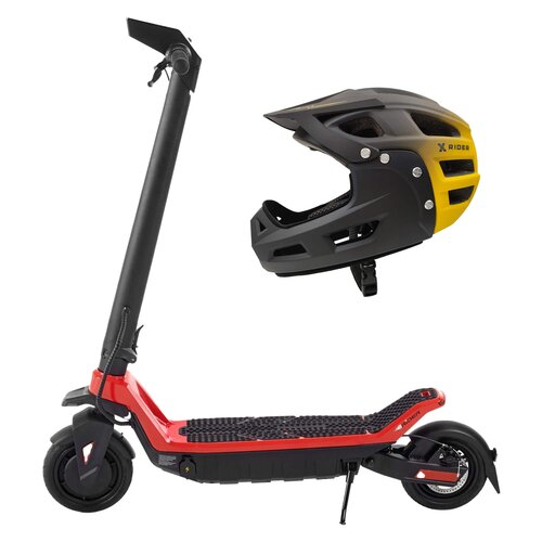 Hulajnoga elektryczna RIDER RS Sport Czarno-czerwony + Kask rowerowy XRIDER XR00FH01 Czarno-żółty MTB (rozmiar L)