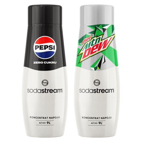 Syrop do saturatorów SODASTREAM Pepsi Zero Cukru 440 ml + Syrop do saturatorów SODASTREAM Mountain Dew Light 440 ml bez cukru