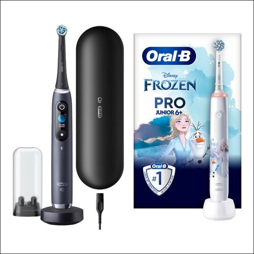 Szczoteczka magnetyczna ORAL-B iO 9 Czarny + Szczoteczka rotacyjna ORAL-B Kids Pro Junior Kraina Lodu