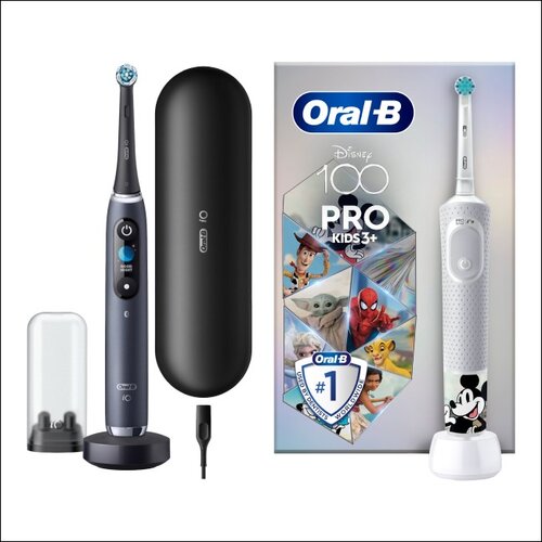 Szczoteczka magnetyczna ORAL-B iO 9 Czarny + Szczoteczka rotacyjna ORAL-B Kids Pro Kraina Lodu + Etui