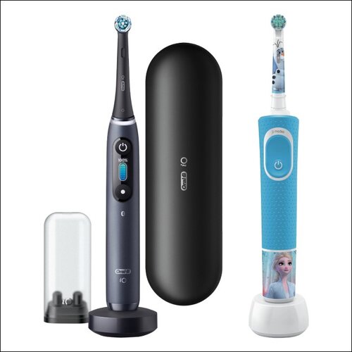 Szczoteczka magnetyczna ORAL-B iO 8 Czarny + Szczoteczka rotacyjna ORAL-B Kids 3+ Kraina Lodu