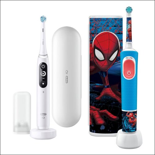 Szczoteczka magnetyczna ORAL-B iO 7 Biały + Szczoteczka rotacyjna ORAL-B Kids Pro Spiderman + Etui