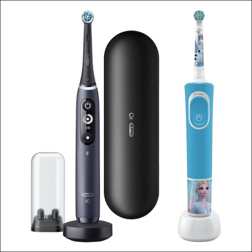 Szczoteczka magnetyczna ORAL-B iO 7 Czarny + Szczoteczka rotacyjna ORAL-B Kids 3+ Kraina Lodu