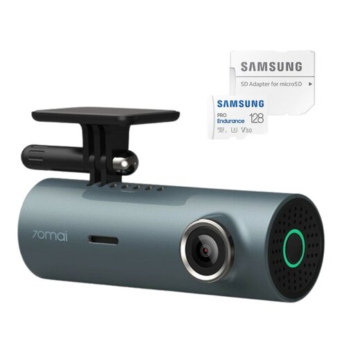 Wideorejestrator 70MAI M300 Dash Cam Niebieski + Karta pamięci SAMSUNG Pro Endurance microSDXC 128GB + Adapter