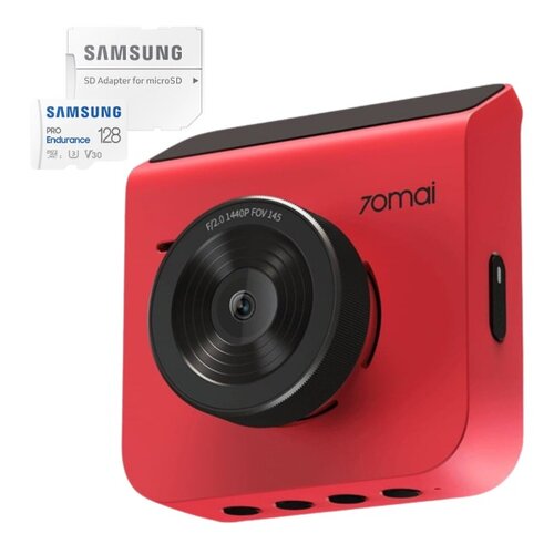 Wideorejestrator 70MAI A400 + kamera tylna RC09 Czerwony + Karta pamięci SAMSUNG Pro Endurance microSDXC 128GB + Adapter