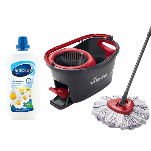 Mop VILEDA Turbo 3w1 + Płyn do mycia podłóg SIDOLUX Mydło Marsylskie 1000 ml