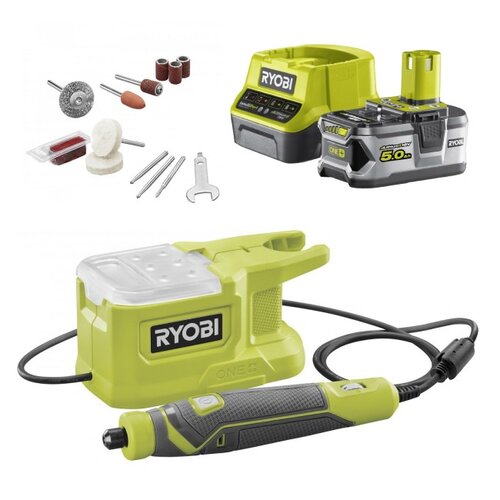 Narzędzie wielofunkcyjne RYOBI RRT18-0 + Akumulator RYOBI RC18120-150 5Ah 18V + Ładowarka