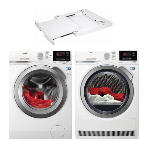 Pralka AEG L6FLG48SP 8kg 1400 obr + Suszarka AEG T8DBG48SP + Łącznik ELECTROLUX E1WYHSK1