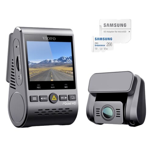 Wideorejestrator VIOFO A129 PLUS DUO-G + Karta pamięci SAMSUNG Pro Endurance microSDXC 256GB + Adapter