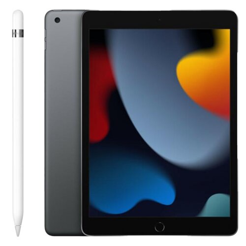 Tablet APPLE iPad 10.2" 9 gen. 256GB Wi-Fi Gwiezdna szarość + Rysik APPLE (1. gen) MQLY3ZM/A (z przejściówką Lightning)