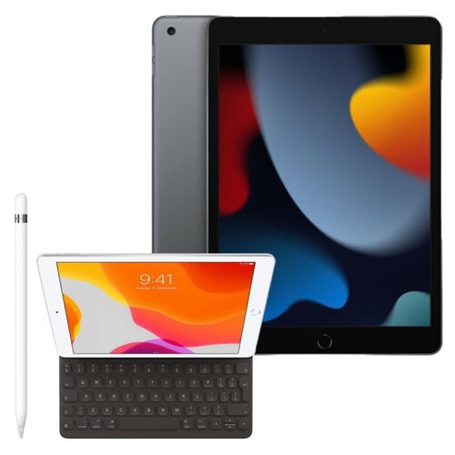 Tablet APPLE iPad 10.2 9 gen. 256GB Wi-Fi Gwiezdna szarość + Etui na iPad / iPad Air / iPad Pro APPLE Smart Keyboard + Rysik APPLE (1. gen) MQLY3ZM/A