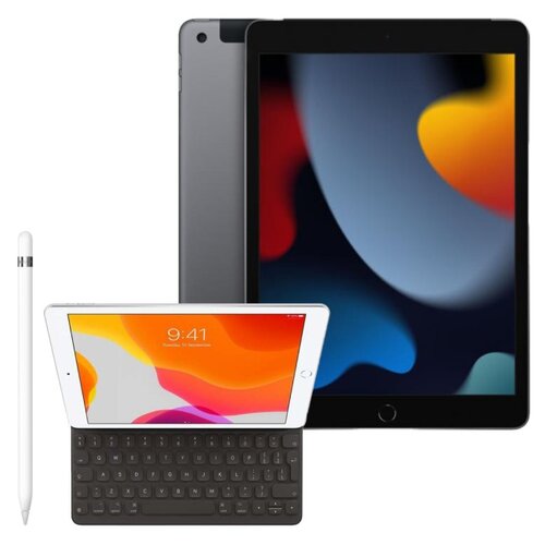Tablet APPLE iPad 10.2 9 gen. 256GB LTE Wi-Fi Gwiezdna szarość + Etui na iPad / iPad Air / iPad Pro APPLE Smart Keyboard + Rysik APPLE (1. gen) MQLY3ZM/A
