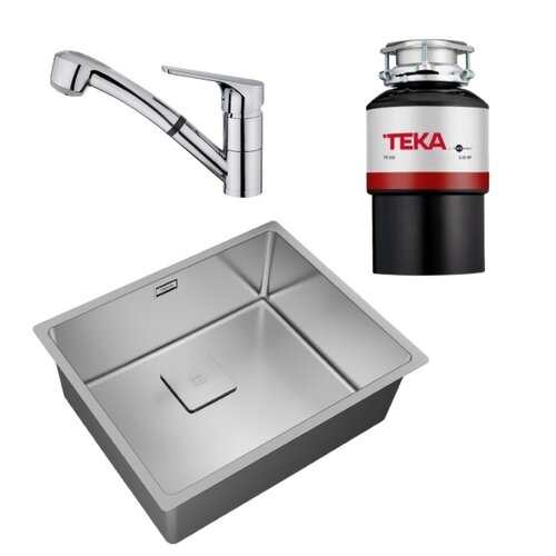 Zlewozmywak TEKA Flexlinea RS15 50.40 115000012 Stal szlachetna + Bateria TEKA MTP 978 Chrom + Młynek do rozdrabniania odpadów TEKA TR 550