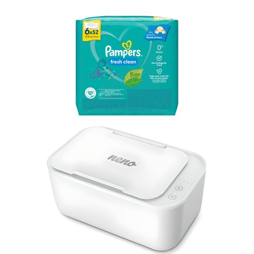 Podgrzewacz do nawilżanych chusteczek NENO Calor + Chusteczki nawilżane PAMPERS Fresh Clean (312 szt.)