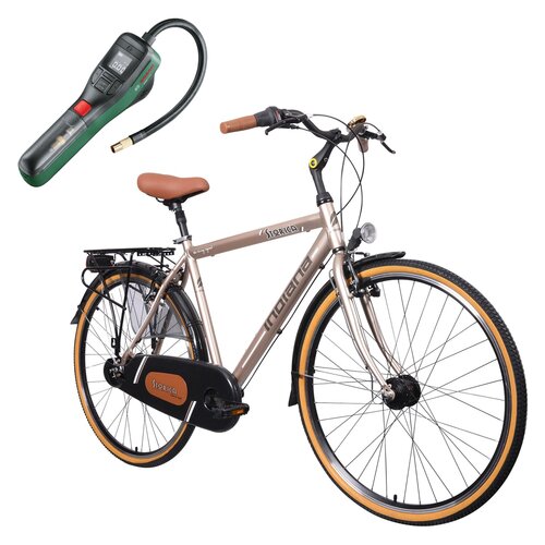Rower miejski INDIANA Storica 130 7B 28 cali męski Kremowy + Pompka rowerowa BOSCH EasyPump 0603947000